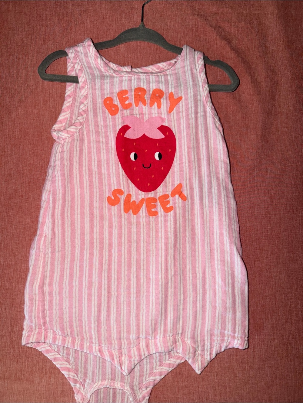Old Navy Pink Stripe 'Berry Sweet' One-Piece Bodysuit